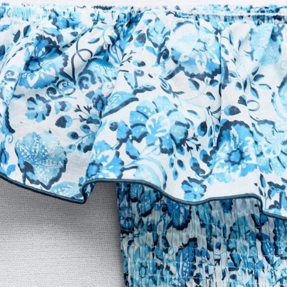 Zara Floral Print Off The Shoulder Dress XS - Picture 7 of 7